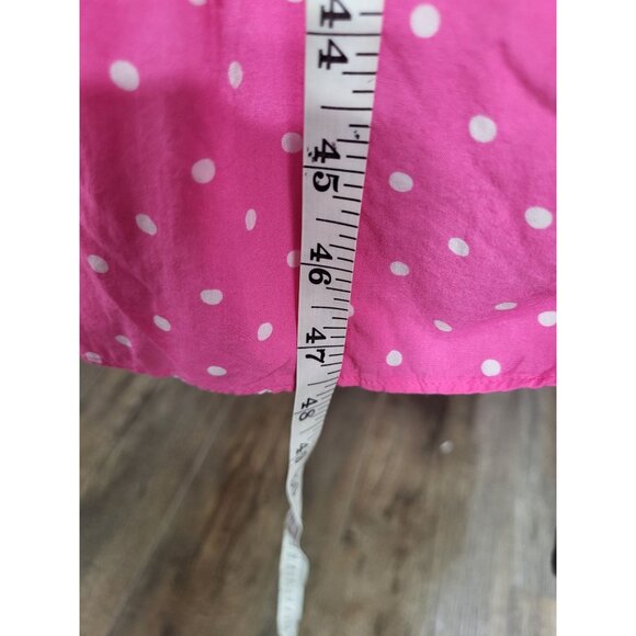 DRAPER JAMES Women's S Pink Polka Dot Flutter Sleeve Midi Dress Tiered Pockets - Picture 9 of 12